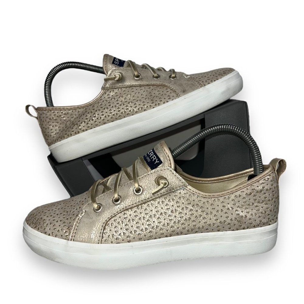 Sperry Top-Sider Crest Vibe Perforated Champagne Gold STK159836 Youth 5M